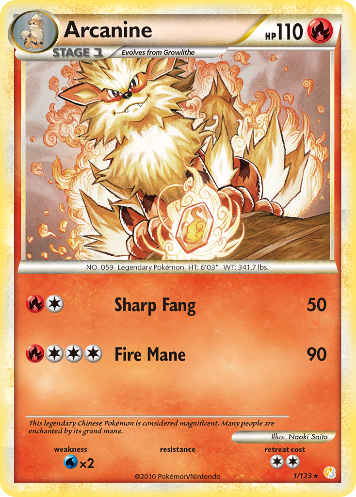 Arcanine (1/123) [HeartGold & SoulSilver: Base Set] | Golgari Games