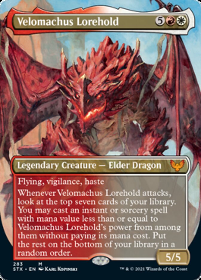 Velomachus Lorehold (Borderless Alternate Art) [Strixhaven: School of Mages] | Golgari Games