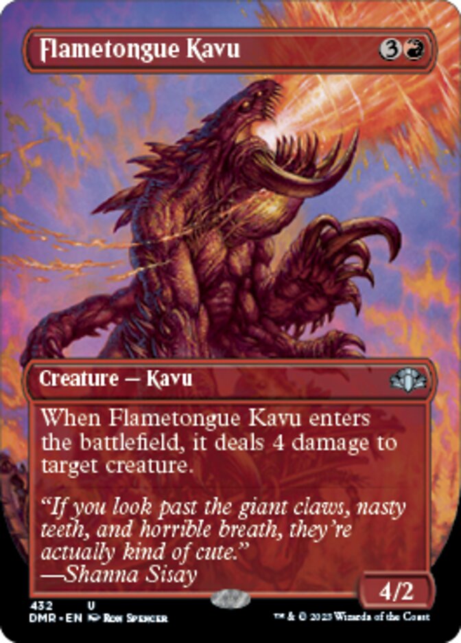 Flametongue Kavu (Borderless Alternate Art) [Dominaria Remastered] | Golgari Games