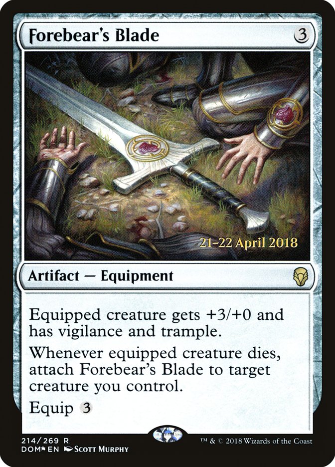 Forebear's Blade [Dominaria Prerelease Promos] | Golgari Games