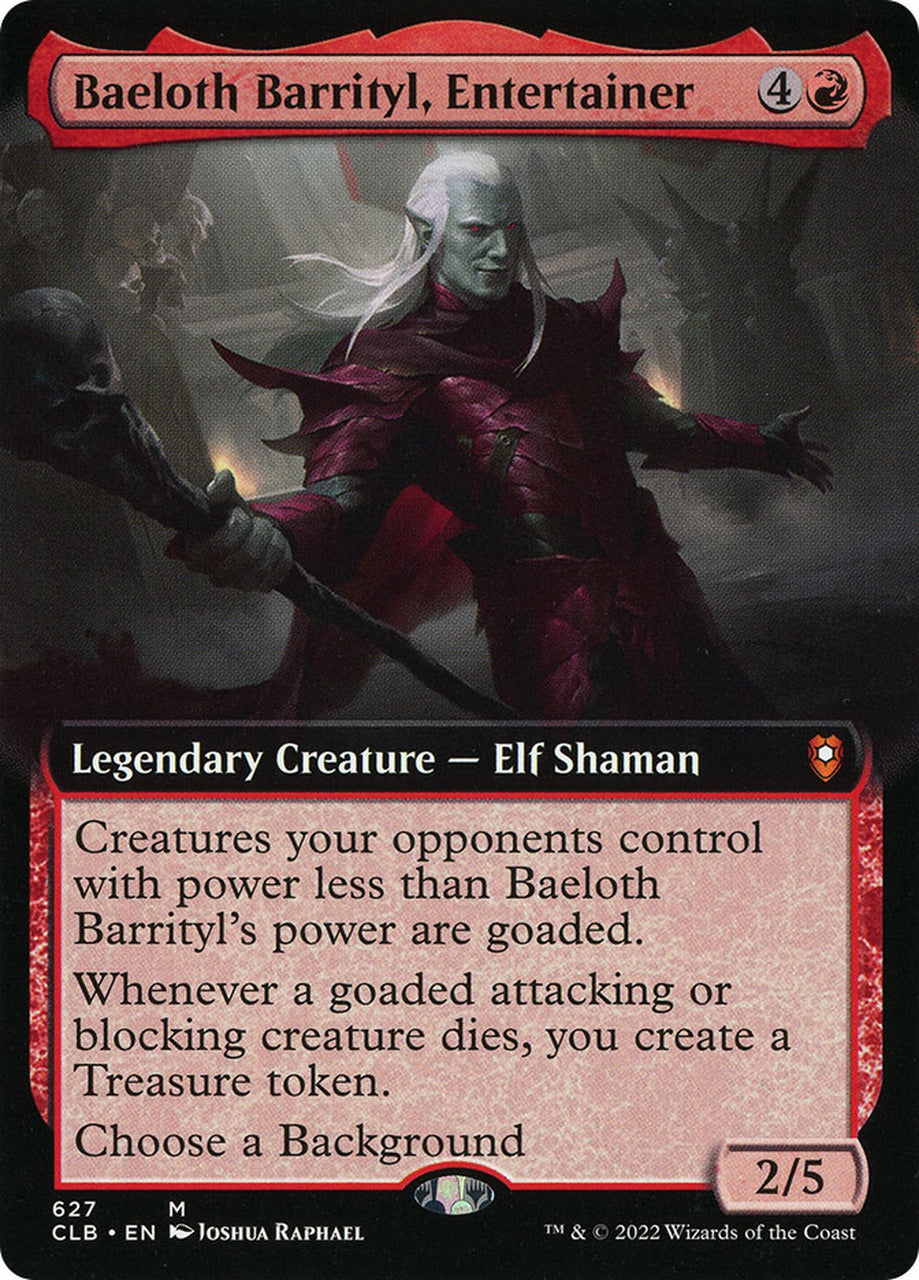 Baeloth Barrityl, Entertainer (Extended Art) [Commander Legends: Battle for Baldur's Gate] | Golgari Games