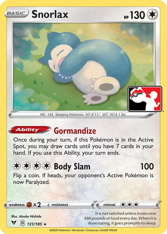 Snorlax (131/185) [Prize Pack Series One] | Golgari Games