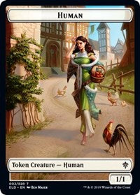 Human // Food (15) Double-sided Token [Throne of Eldraine Tokens] | Golgari Games