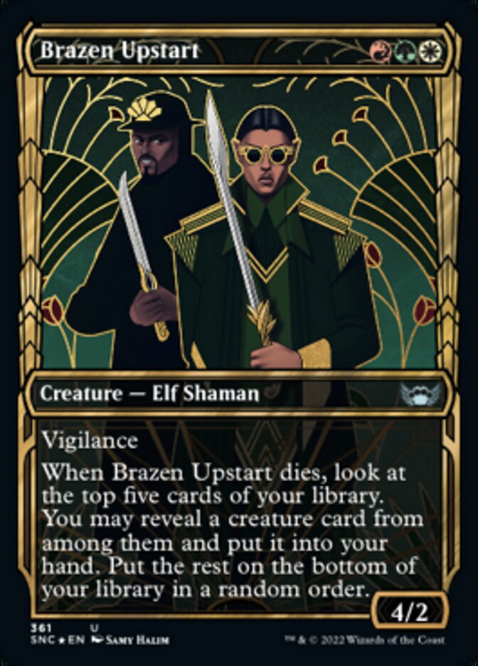 Brazen Upstart (Showcase Golden Age Gilded Foil) [Streets of New Capenna] | Golgari Games