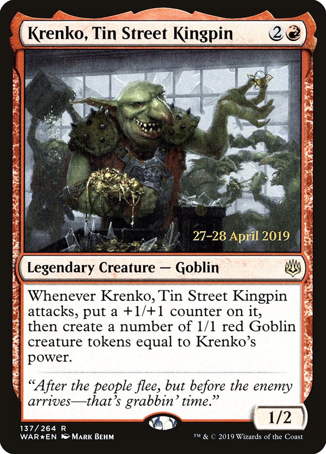 Krenko, Tin Street Kingpin [War of the Spark Prerelease Promos] | Golgari Games