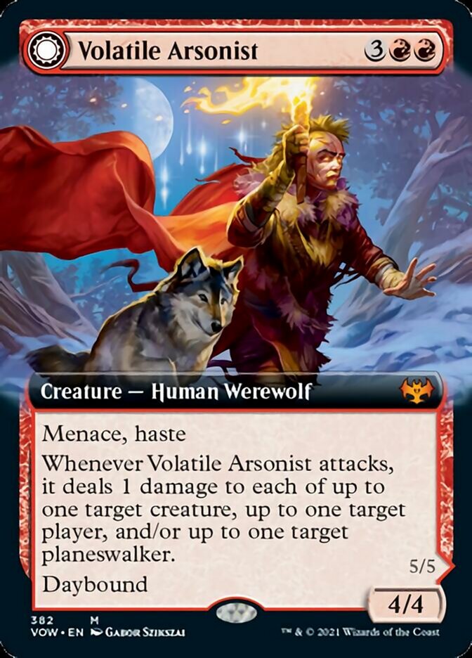 Volatile Arsonist // Dire-Strain Anarchist (Extended Art) [Innistrad: Crimson Vow] | Golgari Games