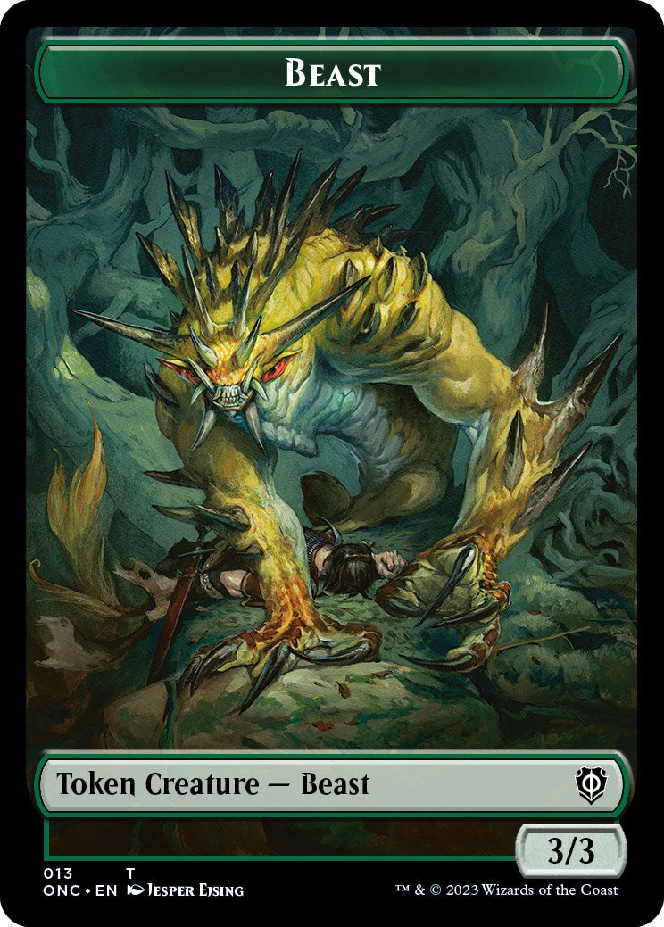 Poison Counter // Beast Double-Sided Token [Phyrexia: All Will Be One Commander Tokens] | Golgari Games