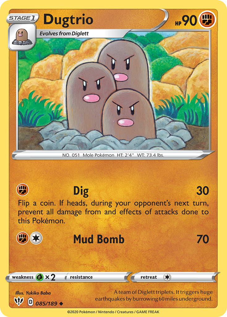 Dugtrio (085/189) [Sword & Shield: Darkness Ablaze] | Golgari Games