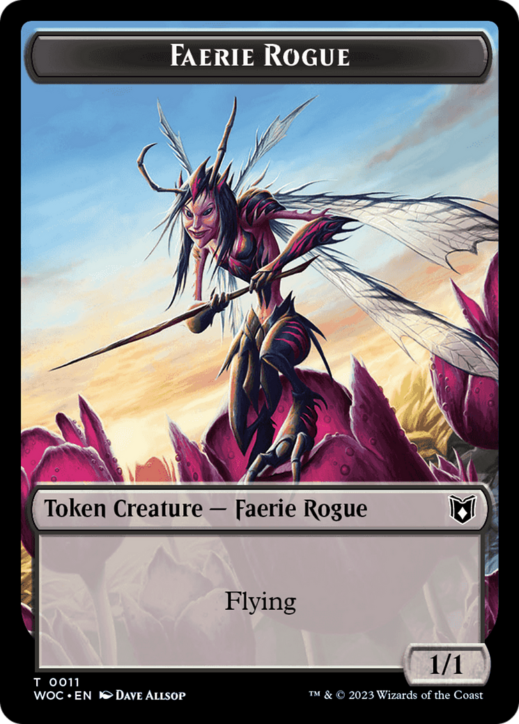 Faerie Rogue // Pirate (0011) Double-Sided Token [Wilds of Eldraine Commander Tokens] | Golgari Games