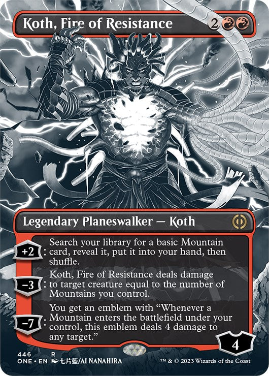 Koth, Fire of Resistance (Borderless Manga Step-and-Compleat Foil) [Phyrexia: All Will Be One] | Golgari Games