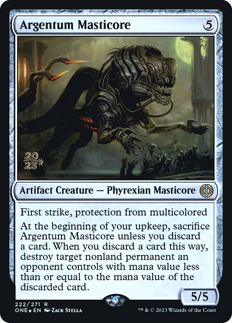 Argentum Masticore [Phyrexia: All Will Be One Prerelease Promos] | Golgari Games