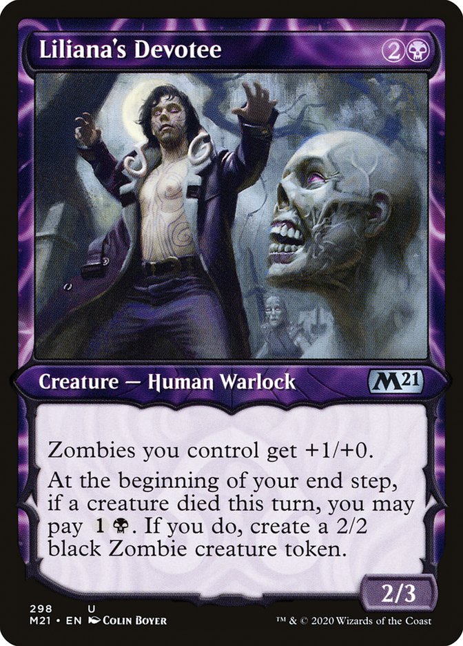 Liliana's Devotee (Showcase) [Core Set 2021] | Local Legends
