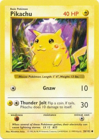 Pikachu (58/102) (Red Cheeks Misprint) [Base Set Shadowless Unlimited] | Local Legends