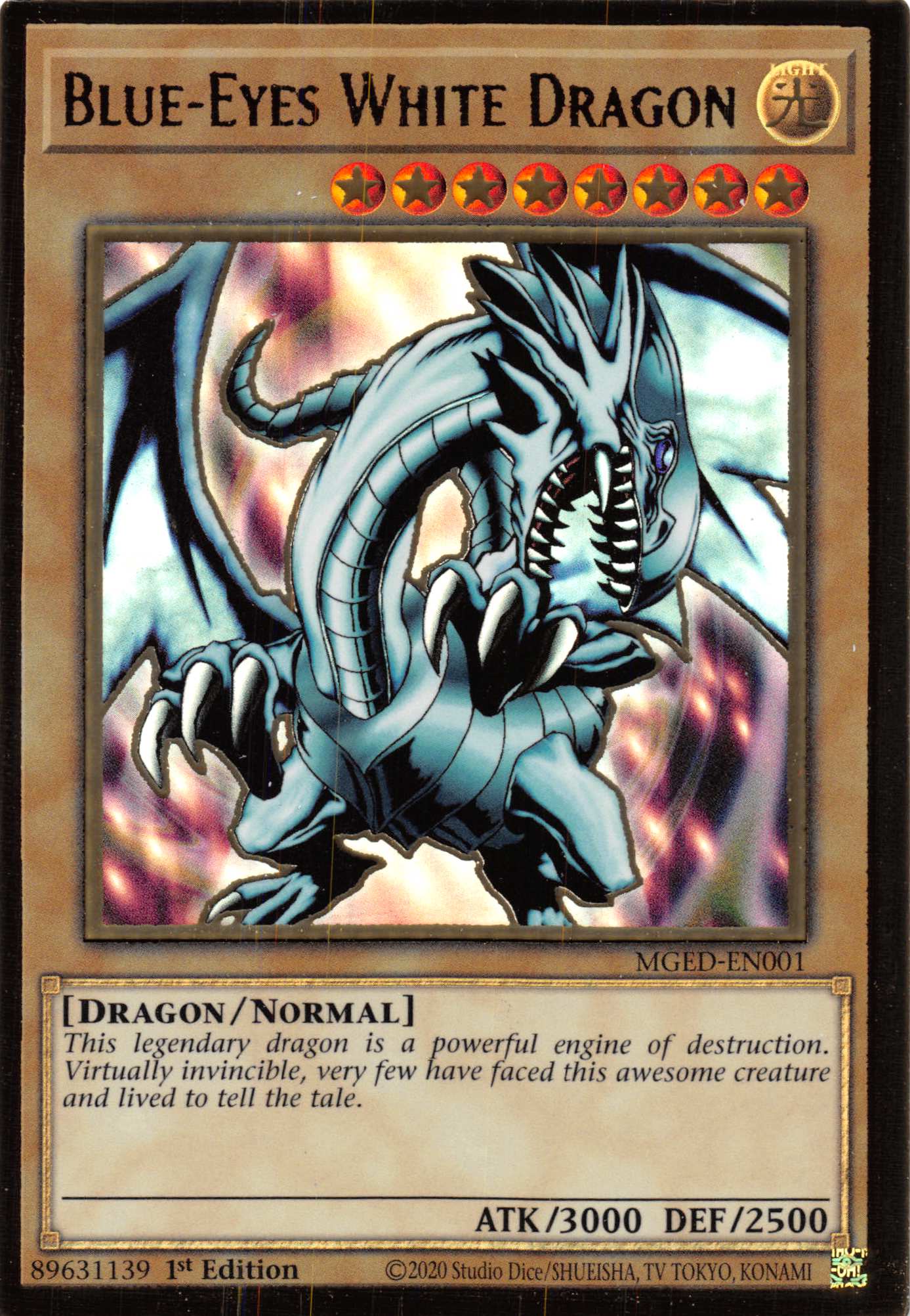 Blue-Eyes White Dragon (Alternate Art) [MGED-EN001] Gold Rare | Golgari Games