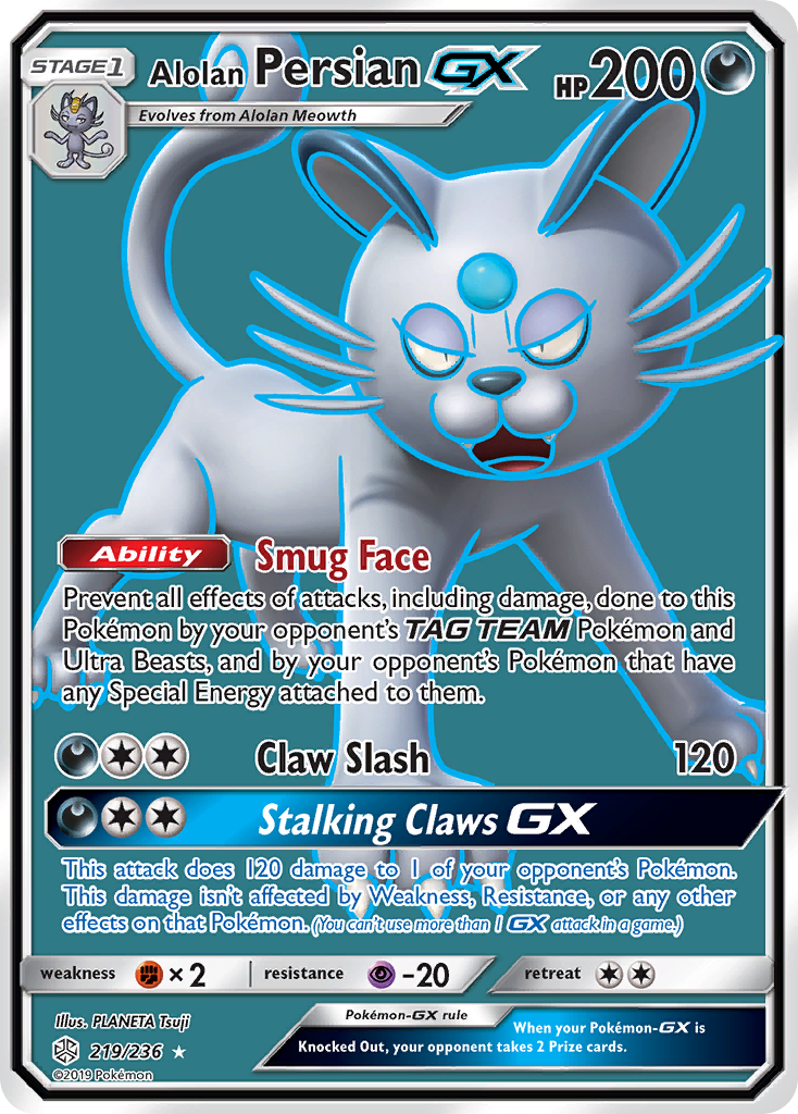 Alolan Persian GX (219/236) [Sun & Moon: Cosmic Eclipse] | Golgari Games