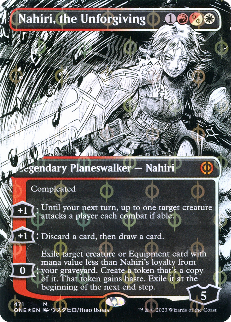 Nahiri, the Unforgiving (Borderless Manga Step-and-Compleat Foil) [Phyrexia: All Will Be One] | Golgari Games