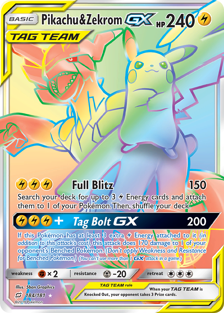 Pikachu & Zekrom GX (184/181) [Sun & Moon: Team Up] | Golgari Games