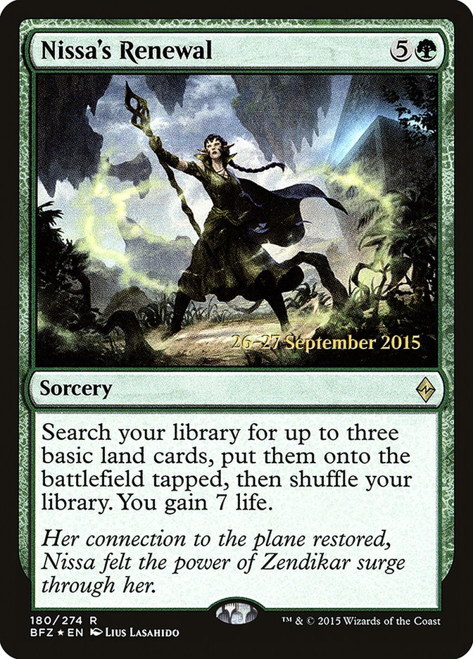 Nissa's Renewal [Battle for Zendikar Prerelease Promos] | Golgari Games